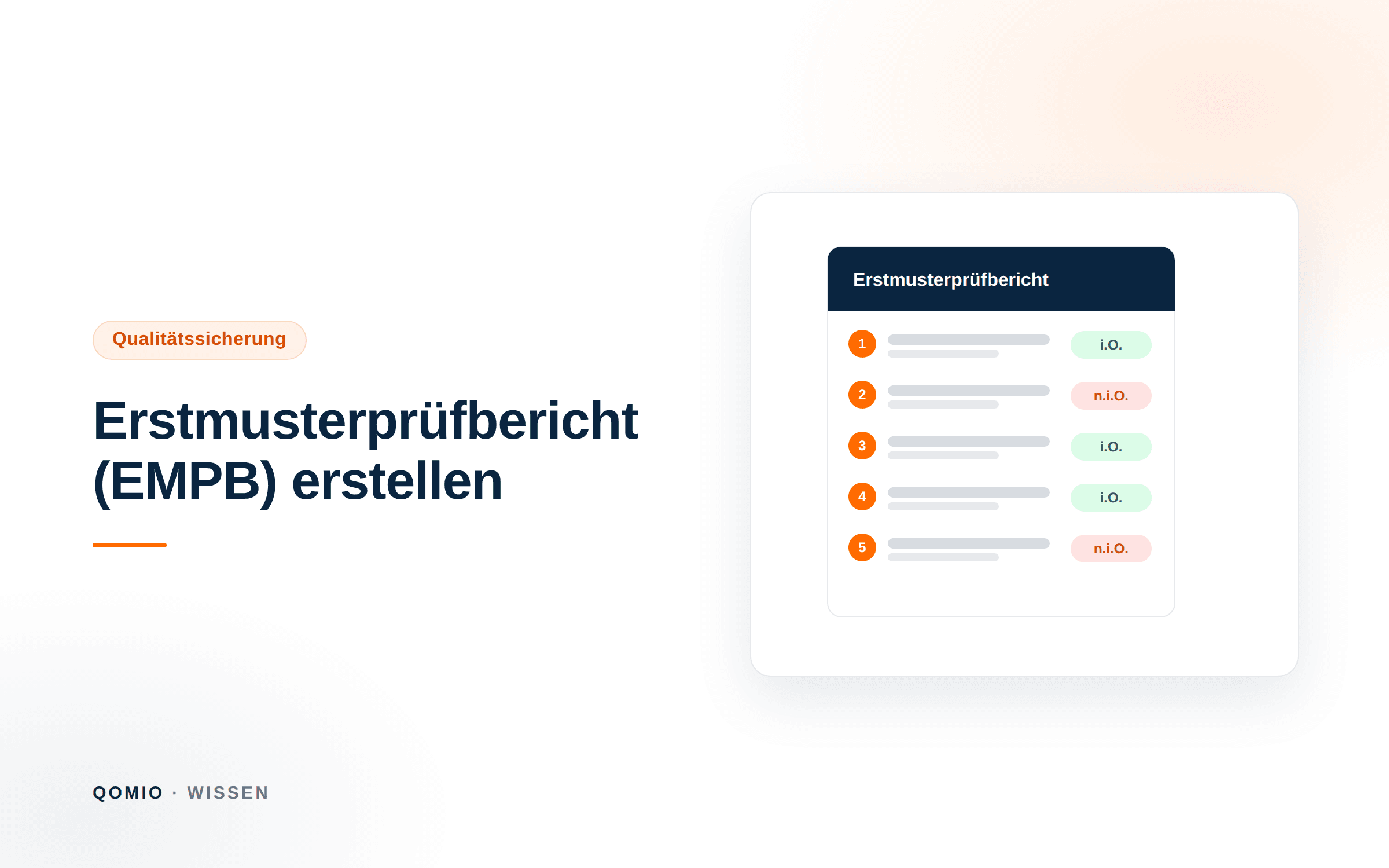 Illustration: Erstmusterprüfbericht mit Deckblatt, Merkmalsliste und Bewertung i.O./n.i.O. – EMPB erstellen