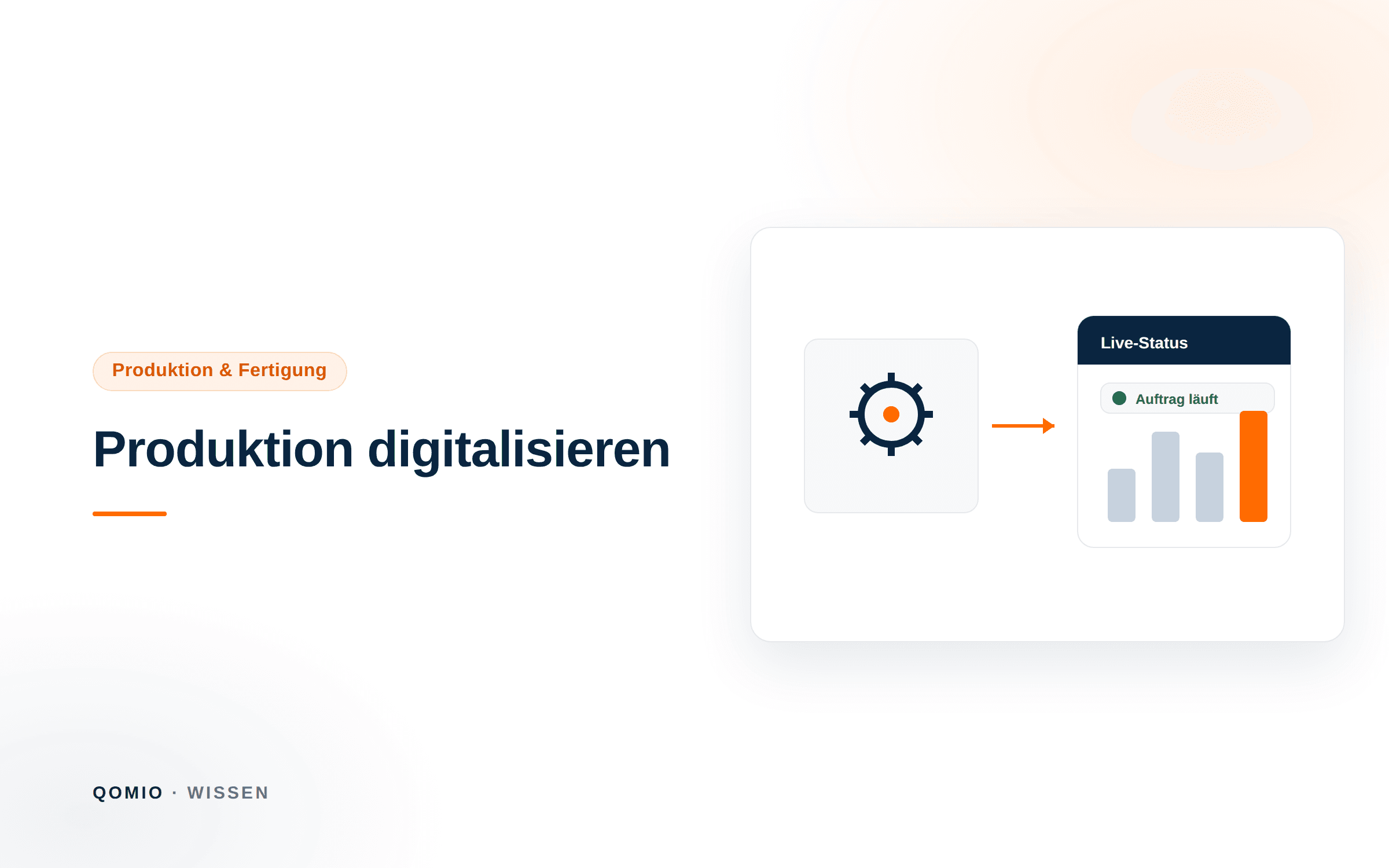 Illustration: eine Maschine in der Fertigung ist mit einem digitalen Dashboard mit Auftragsstatus und Kennzahlen verbunden